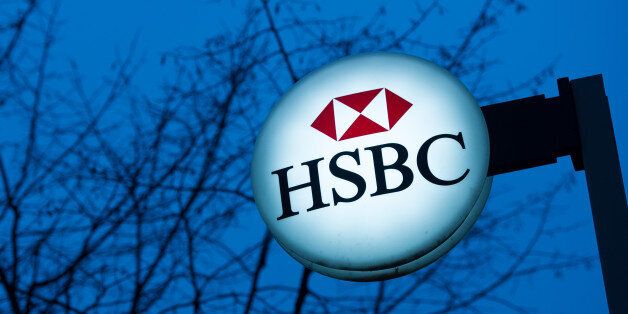 The logotype of the British bank HSBC is pictured in Paris, France, February 9, 2015. Banking giant HSBC helped wealthy clients across the world evade billions of Euros worth of tax, Le Monde newspaper revealed on Monday. Photo by Thierry Orban/ABACAPRESS.COM