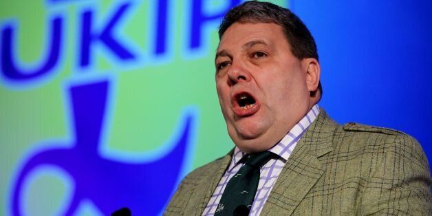 Ukip's David Coburn MEP delivers his speech on Scotland during the Ukip annual conference at Doncaster racecourse in South Yorkshire.