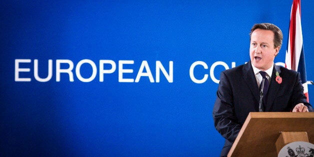 Britain's Prime Minister David Cameron speaks during a press conference after the second day of the heads of state meeting at the EU council headquarters in Brussels, Belgium on 24.10.2014 by Wiktor Dabkowski/picture alliance