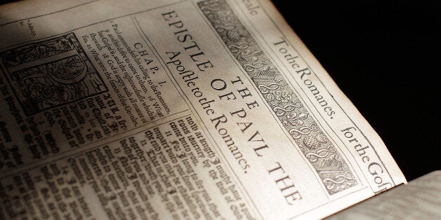 The 400 year old King James Bible on display in Lambeth Palace Library on May 25, 2011 in London, England. The book is part of an exhibition called 'Out of the Original Sacred Tongues', showing bibles in various languages from as early as the 10th century. (Photo by Matthew Lloyd/Getty Images)