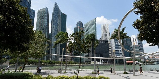 A general view of the financial business district in Singapore on February 23, 2015.