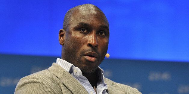DUBLIN, IRELAND - OCTOBER 17: Sol Campbell , former footballer attends the Sport and Society special session at the Convention Centre on October 17, 2014 in Dublin, Ireland. The summit, which is in its fifth year, connects and guides young talent from around the world with global leaders and public figures acting as One Young World counsellors. This year's theme is Peace and Conflict Resolution and will use Ireland's history as an example to guide discussion. (Photo by Clodagh Kilcoyne/Getty Images)