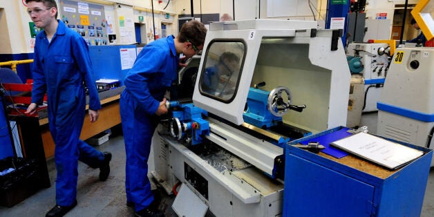 File photo dated 31/01/13 of rail link apprentices during training, as Business Secretary Vince Cable has announced that two million apprenticeships have been started since 2010.