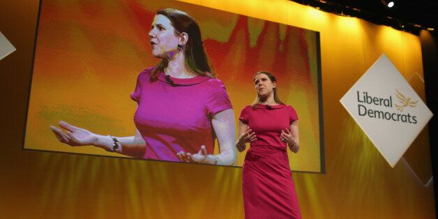 LIVERPOOL, ENGLAND - MARCH 14: Jo Swinson MP, Under Secretary of State for Women and Equalities, delivers her keynote speech to delegates during party's spring conference at the ACC on March 14, 2015 in Liverpool, England. Deputy Prime Minister Nick Clegg confirmed today that Mental health services in England will receive Â£1.25bn in next week's Budget. (Photo by Christopher Furlong/Getty Images)