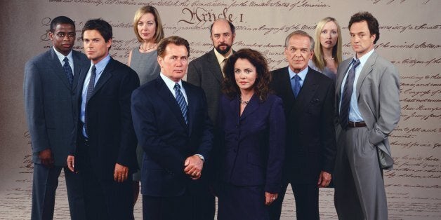 THE WEST WING -- SEASON 3 -- Pictured: (l-r) Dule Hill as Charlie Young; Rob Lowe as Sam Seaborn; Allison Janney as Claudia Jean 'C.J.' Cregg, Martin Sheen as President Josiah 'Jed' Bartlet, Richard Schiff as Toby Ziegler, Stockard Channing as Abbey Bartlet, John Spencer as Leo McGarry, Janel Moloney as Donna Moss, Bradley Whitford as Josh Lyman -- Photo by: David Rose/NBCU Photo Bank