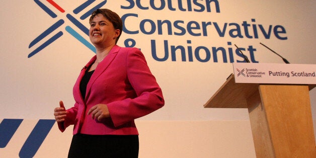 Scottish Conservative leader Ruth Davidson MSP after making her speech on stage at the Albert Halls, Stirling, on the second day of the Scottish Conservative conference. PRESS ASSOCIATION Photo. Picture date: Saturday June 8, 2013. See PA story SCOTLAND Tories. Photo credit should read: Andrew Milligan /PA Wire