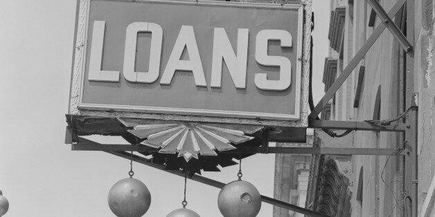 Loans commercial sign, close-up