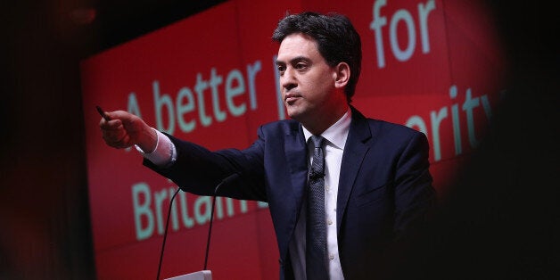 LONDON, ENGLAND - MARCH 30: Leader of the Labour party Ed Miliband addresses business leaders and members of the media at Bloomberg LP's European headquarters on March 30, 2015 in London, England. Mr Miliband spoke to members of the business community today warning of the dangers of an EU referendum, a conservative party pledge. British Prime Minister David Cameron will visit Queen Elizabeth II at Buckingham Palace today as Parliament dissolves and the parties begin their campaigns ahead of the May 7 general election. (Photo by Dan Kitwood/Getty Images)