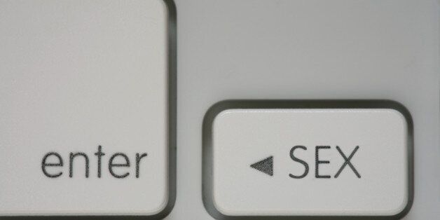 Close up of computer keyboard with a SEX key/button on it.
