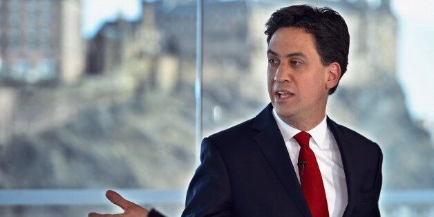 EDINBURGH, SCOTLAND - APRIL 10: Labour Leader Ed Miliband is seen as he holds a joint press conference on April 10, 2015 in Edinburgh, Scotland. Labour's Ed Miliband, told journalists on a visit to Scotland, that he will promise not to sell Scotland short by backing SNP plans for fiscal autonomy if he was elected as the next prime minister. (Photo by Jeff J Mitchell/Getty Images)