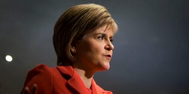 First Minister Nicola Sturgeon during a TV interview at the Saporito Caf, while on the campaign trail in Paisley, Scotland, ahead of the General Election.