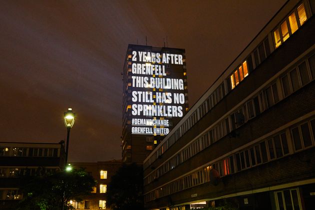 The projection on Frinstead House, London