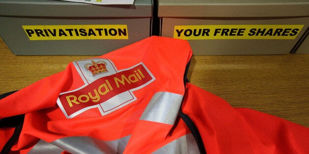 NORTHAMPTON, ENGLAND - DECEMBER 18: A photo illustration of privatisation and shares comments boxes at the Royal Mail's Swan Valley mail centre on December 18, 2013 in Northampton, England. This Friday the 20th is the last day for first class mail for Christmas. This will be the first Christmas since privatisation, Royal Mail is also set to join the FTSE 100 only two months since its debut. (Photo by Matthew Lloyd/Getty Images)