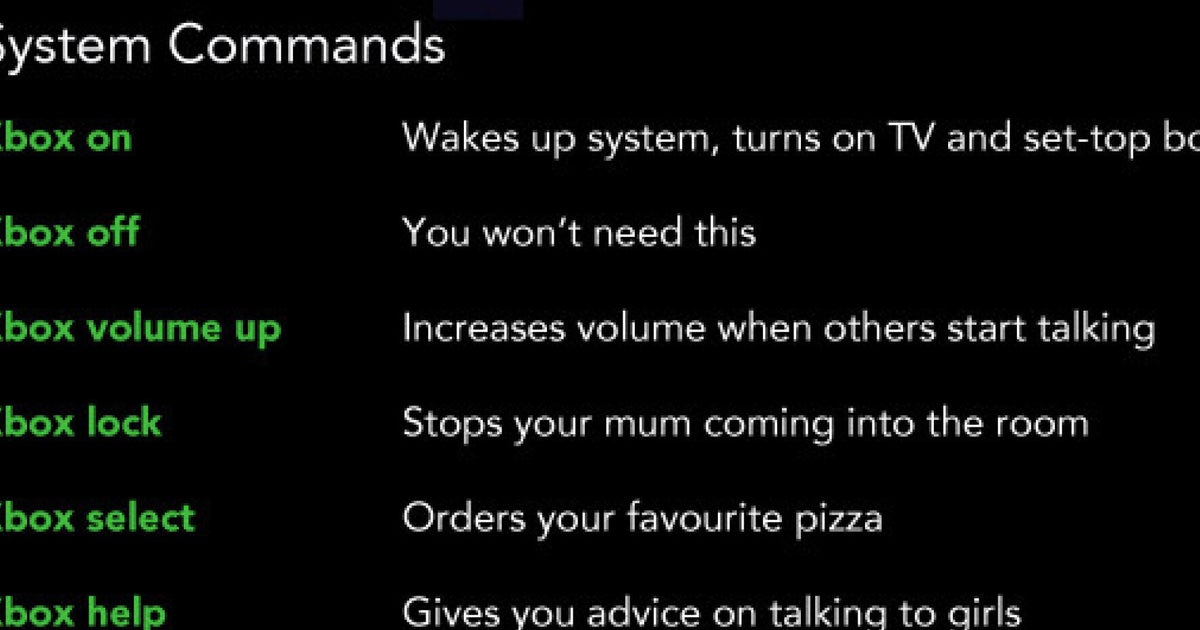 xbox one kinect commands