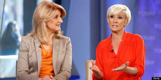 TODAY -- Pictured: (l-r) Arianna Huffington and Mika Brzezinski appear on NBC News' 'Today' show -- (Photo by: Peter Kramer/NBC/NBC NewsWire via Getty Images)