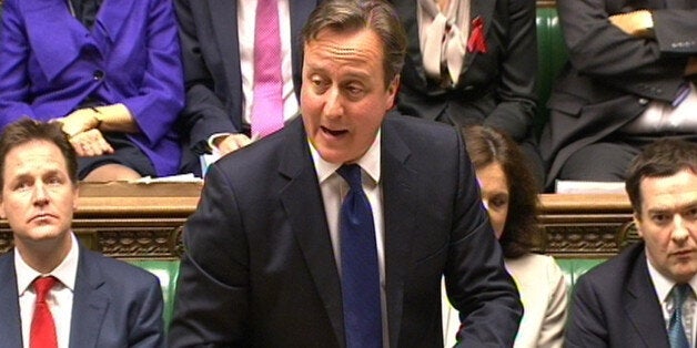 Prime Minister David Cameron speaks during Prime Minister's Questions in the House of Commons, London.