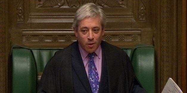Speaker of the House of Commons John Bercow gestures during Prime Minister's Questions in the House of Commons, London.