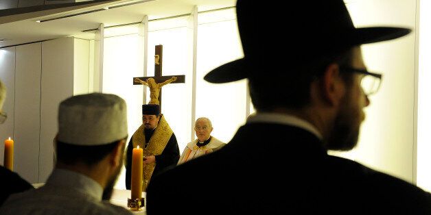 Jewish, Muslim and Christian clergymen participate in the blessing of an ecumenical chapel at Poland's new national stadium in Warsaw on May 10, 2012 ahead of the EURO 2012. AFP PHOTO/JANEK SKARZYNSKI (Photo credit should read JANEK SKARZYNSKI/AFP/GettyImages)