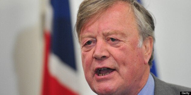 British Conservative Minister without Portfolio, Ken Clarke, speaks during a press conference by the Centre for British Influence, the cross-party umbrella campaign to keep Britain in Europe, in London on January 30, 2013. Rival politicians launched a group to campaign for Britain to stay in the EU after Prime Minister David Cameron said he planned to hold a referendum on membership. Cabinet ministers Kenneth Clarke and Danny Alexander along with former minister Peter Mandelson were due to take part in the launch event for the group, called British influence. AFP PHOTO / CARL COURT (Photo credit should read CARL COURT/AFP/Getty Images)