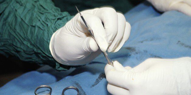 Surgical glove left inside woman