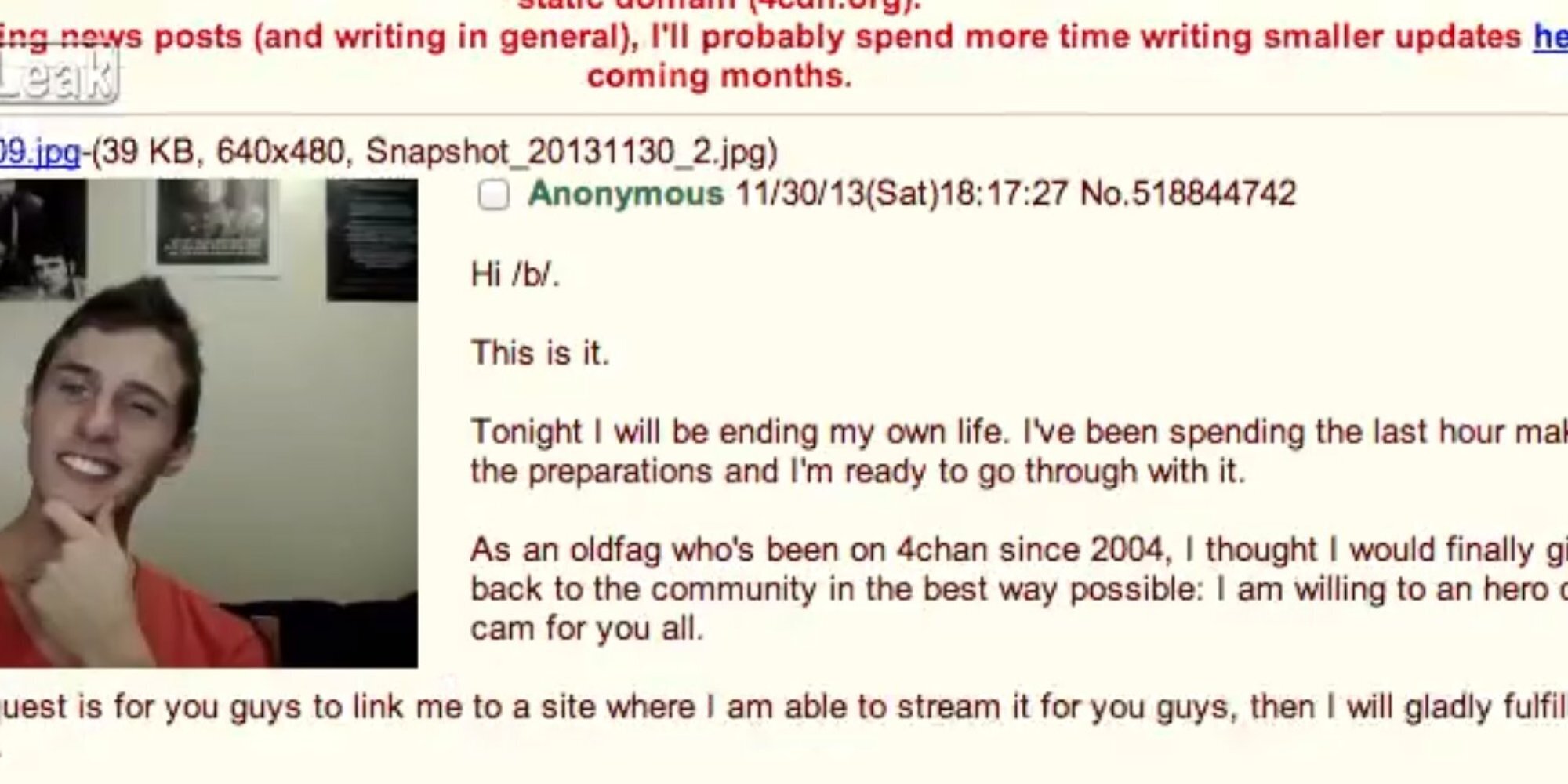 4Chan User 'Toaster Stephen' Sets Himself On Fire In Livestream Suicide ...