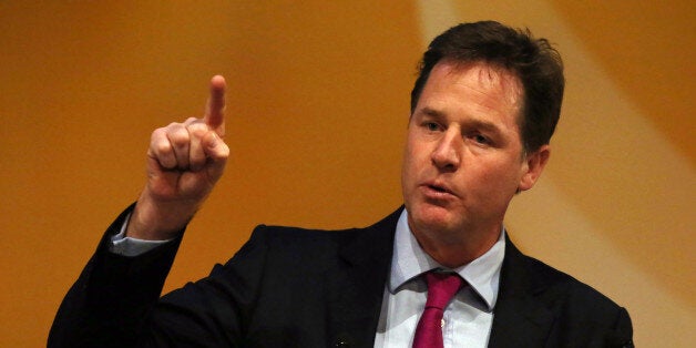 Liberal Democrat leader Nick Clegg addresses delegates during a debate on the economy at the Liberal Democrat conference in Glasgow.