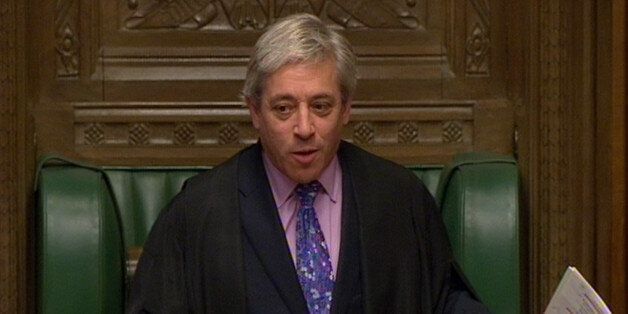 Speaker of the House of Commons John Bercow gestures during Prime Minister's Questions in the House of Commons, London.