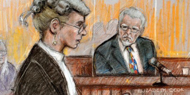 Court artist sketch by Elizabeth Cook of Rolf Harris who appearing at Southwark Crown Court, London where the veteran entertainer escaped punishment for a string of alleged indecent assaults for years because he was "too famous", a jury has heard.