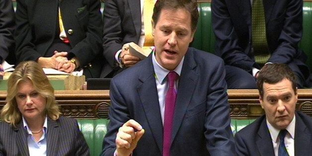 Deputy Prime Minister Nick Clegg speaks during Prime Minister's Questions in the House of Commons, London.