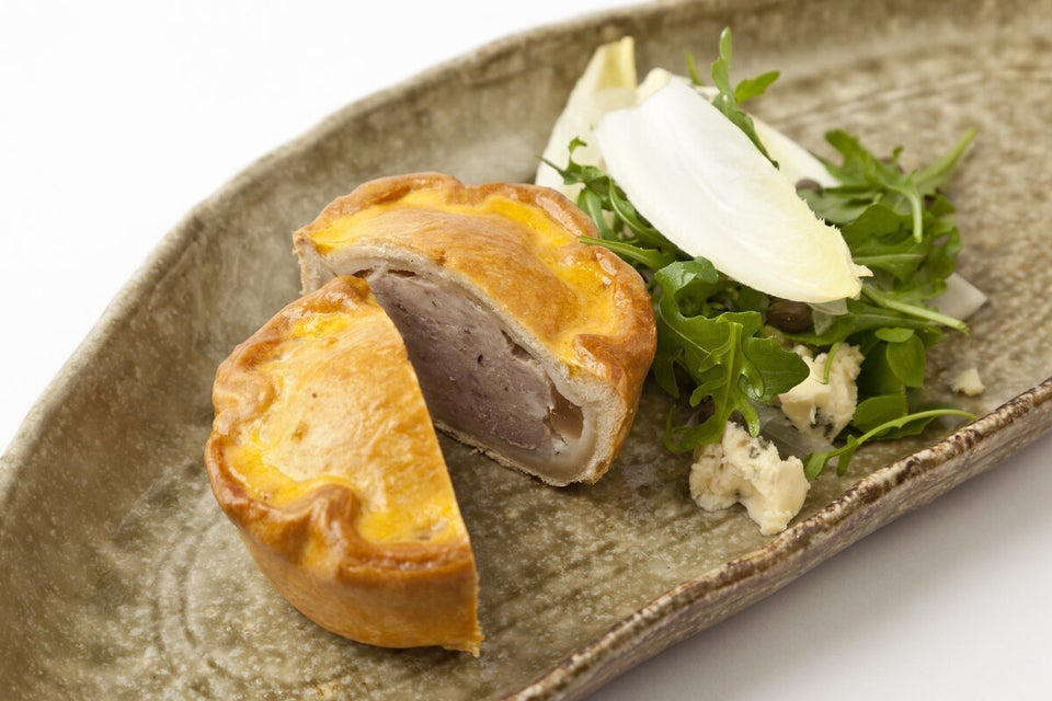 Paul Foster’s Pork pie with Stilton salad