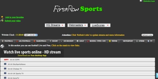 The FirstRow1.eu website, which is based in Sweden