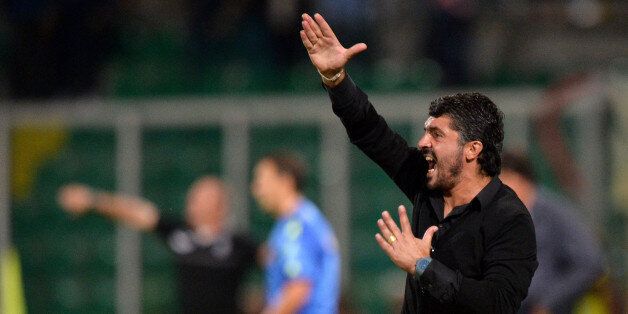 PALERMO, ITALY - SEPTEMBER 13: Coach Gennaro Gattuso of Palermo issues instructions during the Serie B match between US Citta di Palermo and AC Cesena at Stadio Renzo Barbera on September 13, 2013 in Palermo, Italy. (Photo by Tullio M. Puglia/Getty Images)