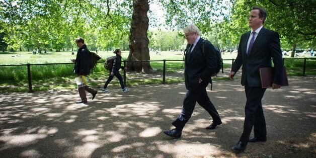 File photo dated 24/8/2012 of Boris Johnson (left) with Prime Minister David Cameron who has made a plea for the Mayor of London to return to Parliament and run in the next election.