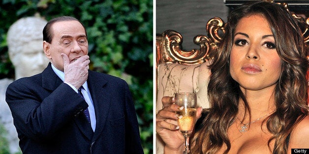 (FILES) This combo image made of two file pictures shows Italian Prime Minister Silvio Berlusconi (L) at Villa Madama in Rome and Moroccan Karima El Mahroug, nicknamed Ruby the Heartstealer in a nightclub. An Italian court was expected to deliver its verdict on June 24, 2013 on whether former premier Silvio Berlusconi paid for sex with 'Ruby the Heart Stealer', an underage prostitute, and abused his official powers to favour her. AFP PHOTO / FILES/ FILIPPO MONTEFORTE/GIUSEPPE ARESU (Photo