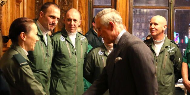 Prince Charles meets air ambulance paramedics at a reception at the City Chambers in Glasgow