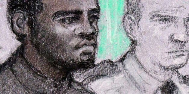 Court artist sketch by Elizabeth Cook of of the two men accused of the murder of soldier Fusilier Lee Rigby, Michael Adebolajo (left) and Michael Adebowale (right) during their hearing at the Old Bailey.