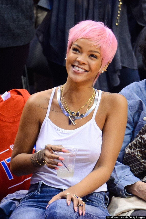 Rihanna Shows Off Shocking Pink Hairstyle At LA Basketball Game