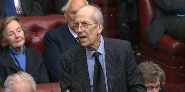 Lord Tebbit speaks during a tribute to Baroness Margaret Thatcher in the House of Lords in London.