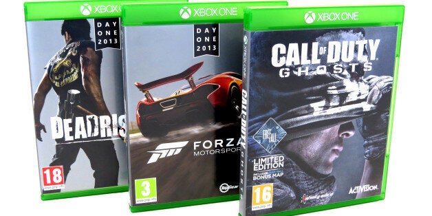 General view of XBOX ONE console games. DeadRising 3, Call Of Duty GHOSTS and FORZA MOTORSPORTS.