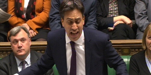 Labour party leader Ed Miliband speaks during Prime Minister's Questions in the House of Commons, London.