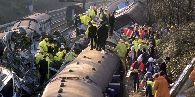 File photo dated 12/12/88 of the scene near Clapham Junction, London as the Clapham rail disaster of December 1988 remains the worst mainline train crash in terms of fatalities in the last 56 years.