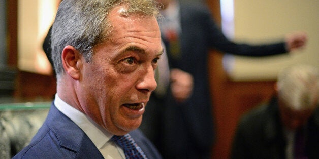 EDINBURGH, SCOTLAND - MAY 09: UK Independence Party leader Nigel Farage talks to journalists during European election campaigning on May 9, 2014 in Edinburgh. The UKIP leaderhas predicted that his party will win a seat for the first time in Scotland in the European Parliament elections. (Photo by Jeff J Mitchell/Getty Images)