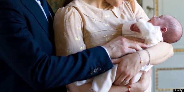 Sweden's Crown Princess Victoria (C) and Prince Daniel (L) as they hold their three week old baby, Estelle, on March 13, 2012 in Haga Slott outside Stockholm. AFP PHOTO / KATE GABOR / KUNGAHUSET RESTRICTED TO EDITORIAL USE - MANDATORY CREDIT 'AFP PHOTO / KATE GABOR / KUNGAHUSET ' - NO MARKETING NO ADVERTISING CAMPAIGNS - DISTRIBUTED AS A SERVICE TO CLIENTS (Photo credit should read KATE GABOR/AFP/Getty Images)