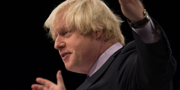 Mayor of London Boris Johnson addresses the Conservative Party conference in Manchester.