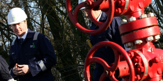 Prime Minister David Cameron is taken on a guided tour of the IGas shale drilling plant oil depot near Gainsborough, Lincolnshire.