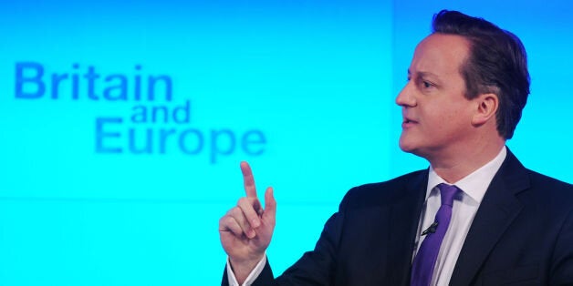 Prime Minister David Cameron makes a speech on Europe, in central London, where he promised an in/out referendum on the UK's membership of the European Union by the end of 2017, if the Conservatives win the next general election.