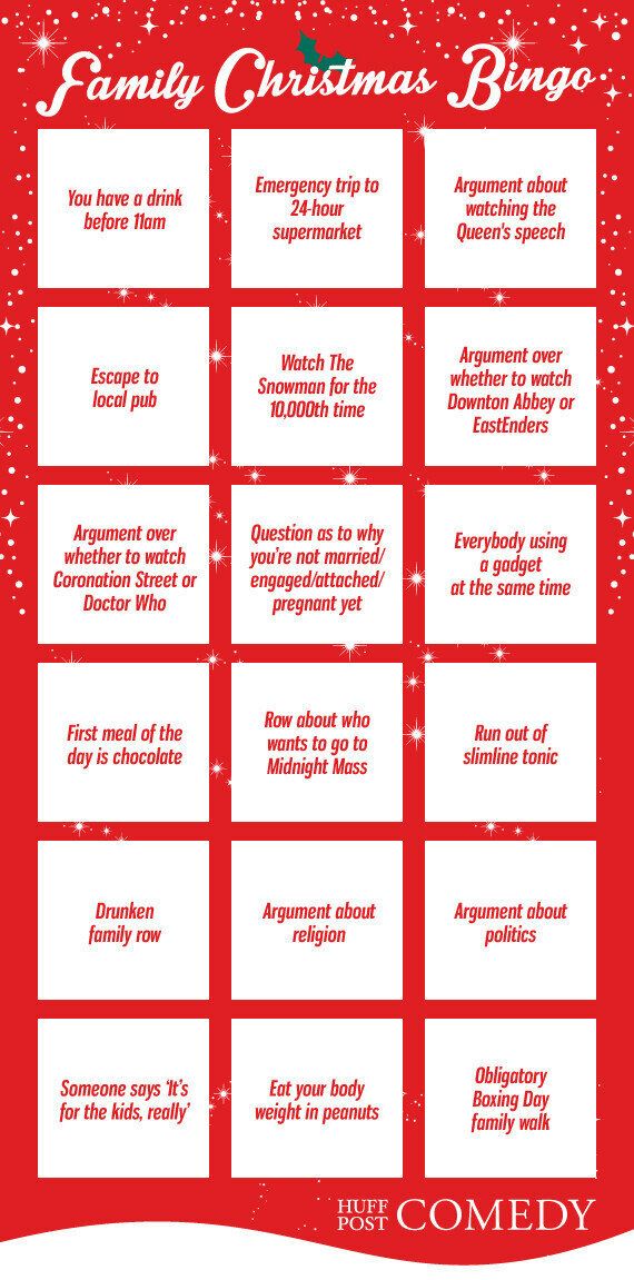 Family Christmas Bingo Card | HuffPost UK