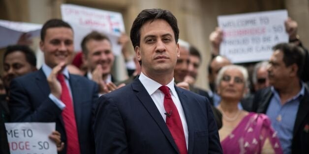 Labour leader Ed Miliband is greeted by supporters and councillors at Redbridge Town Hall in Ilford, Essex, where Labour took control of Redbridge council during yesterday's local elections.