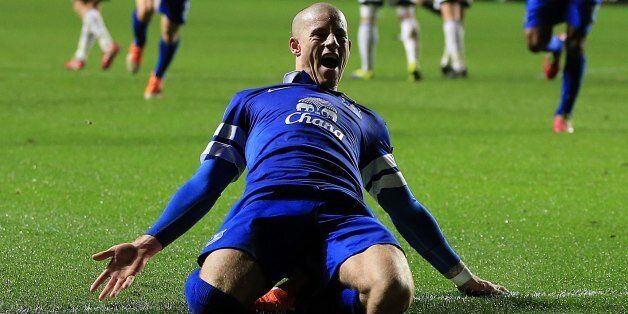 Everton's Ross Barkley celebrates scoring his side's second goal