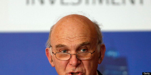 Britain's Business Secretary Vince Cable delivers a speech during a business forum at St James Palace in London on November 2, 2012 on the third and final day of the state visit of Indonesian President Susilo Bambang Yudhoyono to Britain. Britain's Prime Minister David Cameron and Yudhoyono signed a string of agreements on trade, defence and education during a state visit aimed at boosting ties with the emerging Asian power which also included the traditional pomp and pageantry. AFP PHOTO / POOL